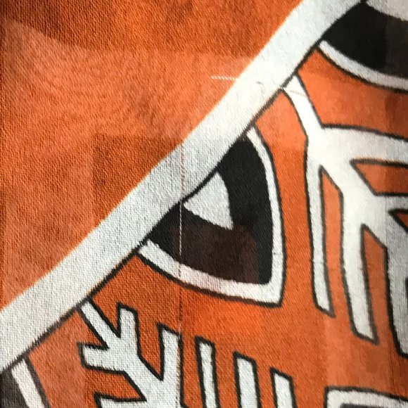 Vintage Burnt Orange Black Sheer Tribal Scarf - Picture 11 of 14